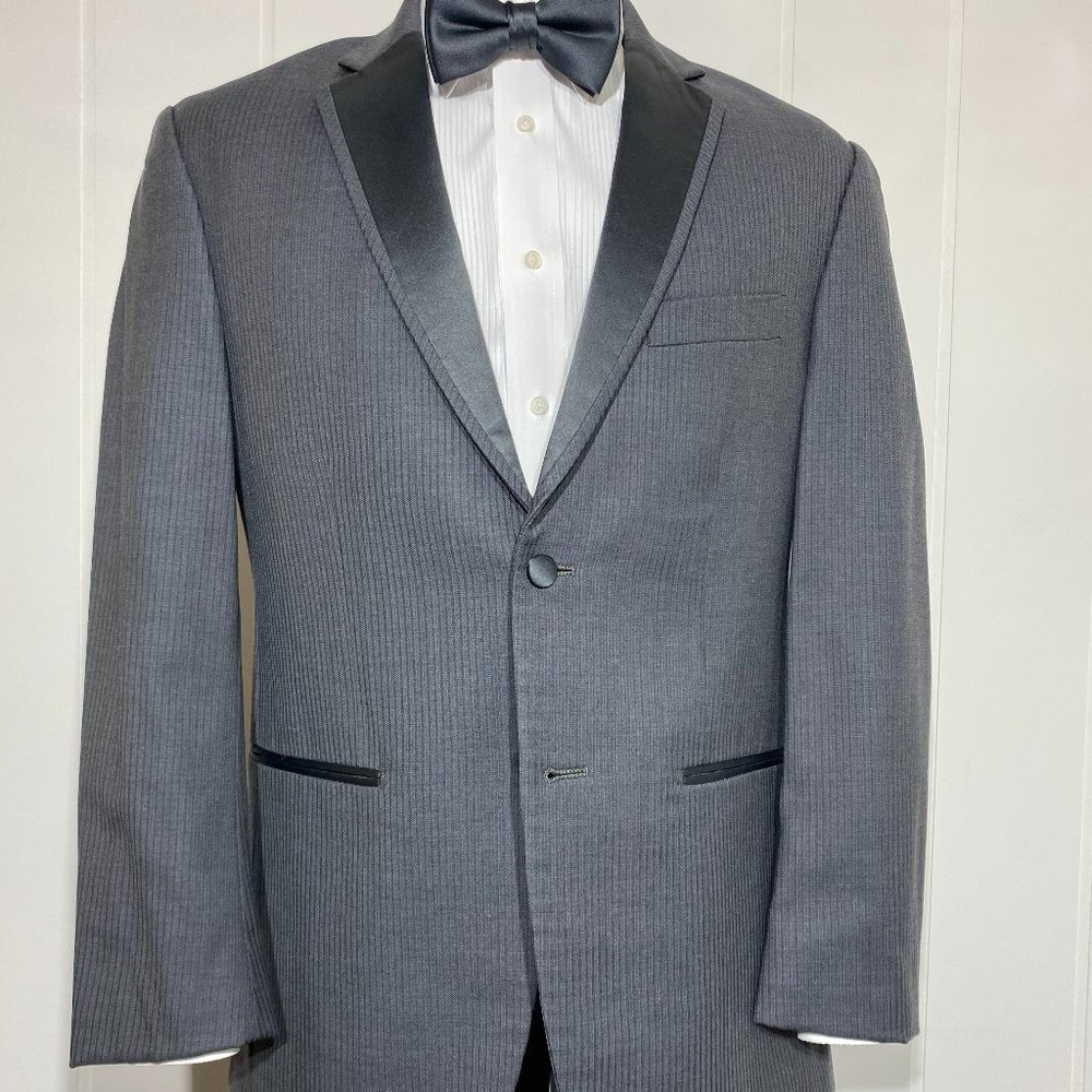 Men's Dark Grey Perry Ellis Tuxedo  Jacket for Formal, Wedding, or Event